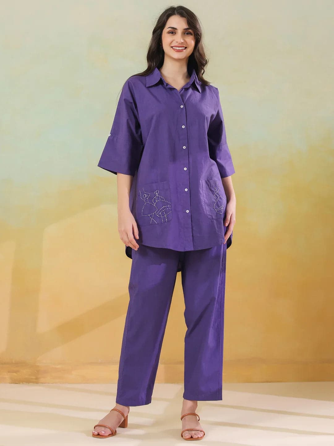 Toymi Fashion Violet Collar Twin Set
