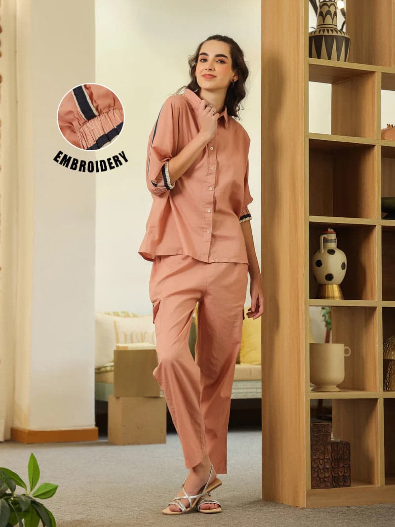 Toymi Fashion Peach Collar Twin Set