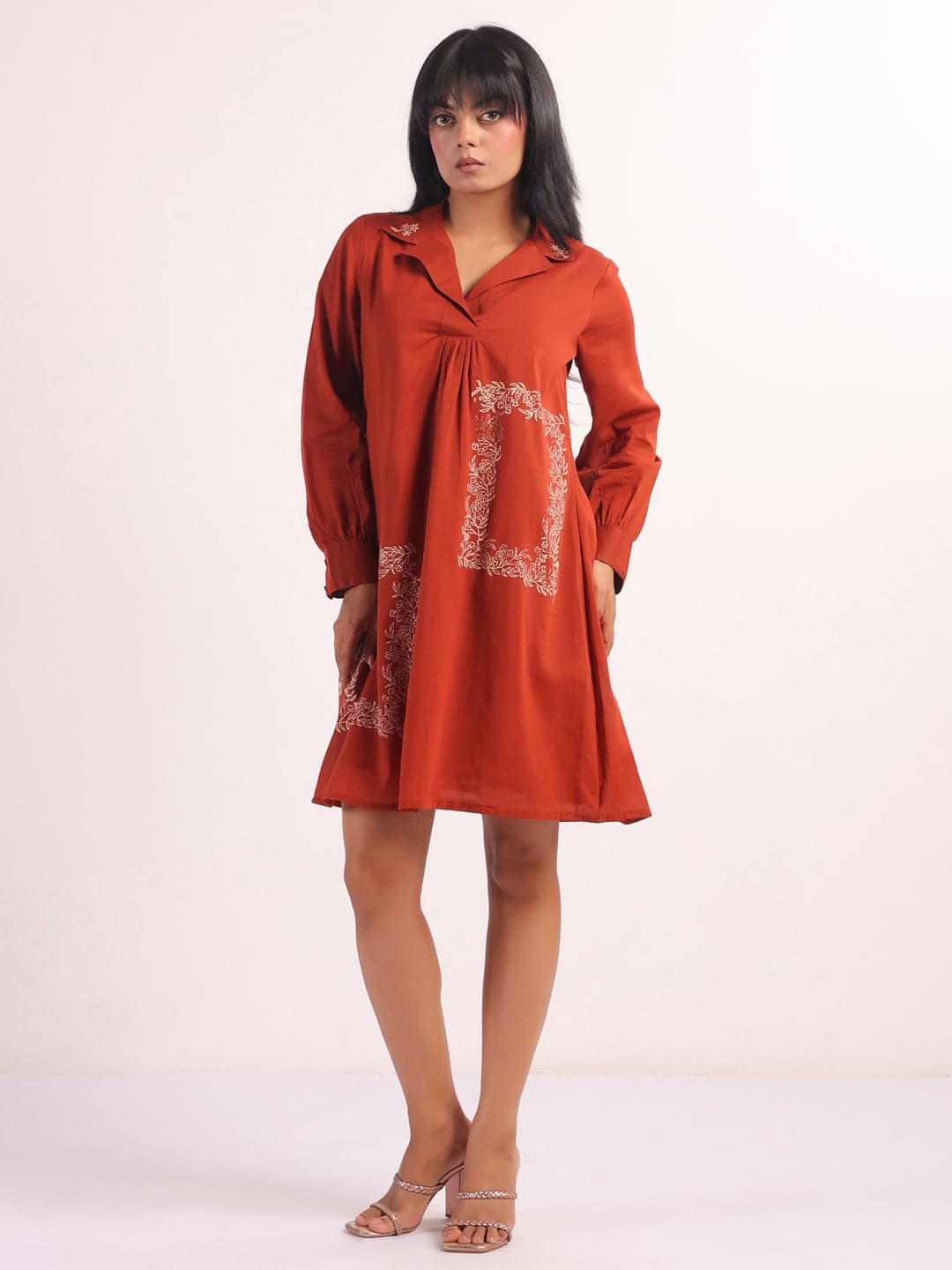 Toymi Fashion Rust Flare Midi Dress